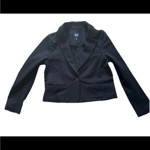 Gap Women's Black Blazer Jacket Single Button Closure-Size Small Petite Short